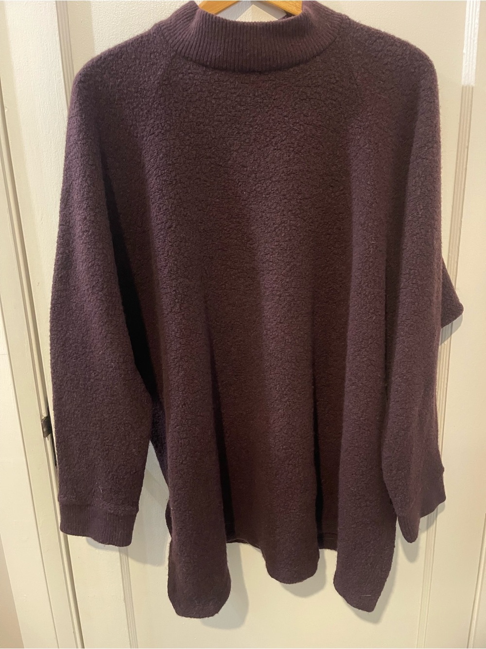 Eileen Fisher 1X Eggplant Wool Blend Oversized Textured Sweater